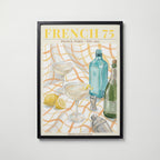 French 75 affisch i modern svart ram – stark kontrast och stil, Bozetto poster i hög tryckkvalitet