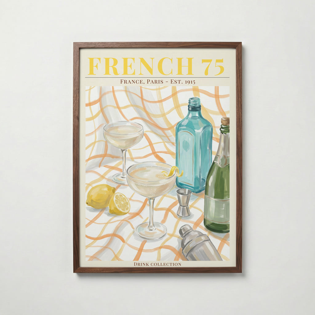 French 75 affisch i valnötsram – mörkbrun inramning med exklusiv känsla, Bozetto