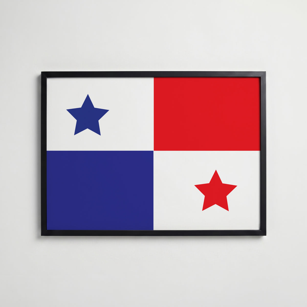 Panama National Flag Poster i svart ram – stilren konsttryck som väggdekor från Bozetto
