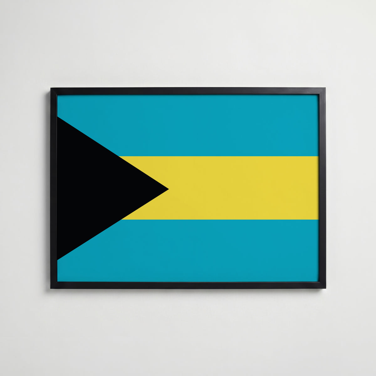 Bahamas National Flag Poster i svart ram – stilren konsttryck som väggdekor från Bozetto
