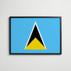 Saint Lucia National Flag Poster i svart ram – stilren konsttryck som väggdekor från Bozetto