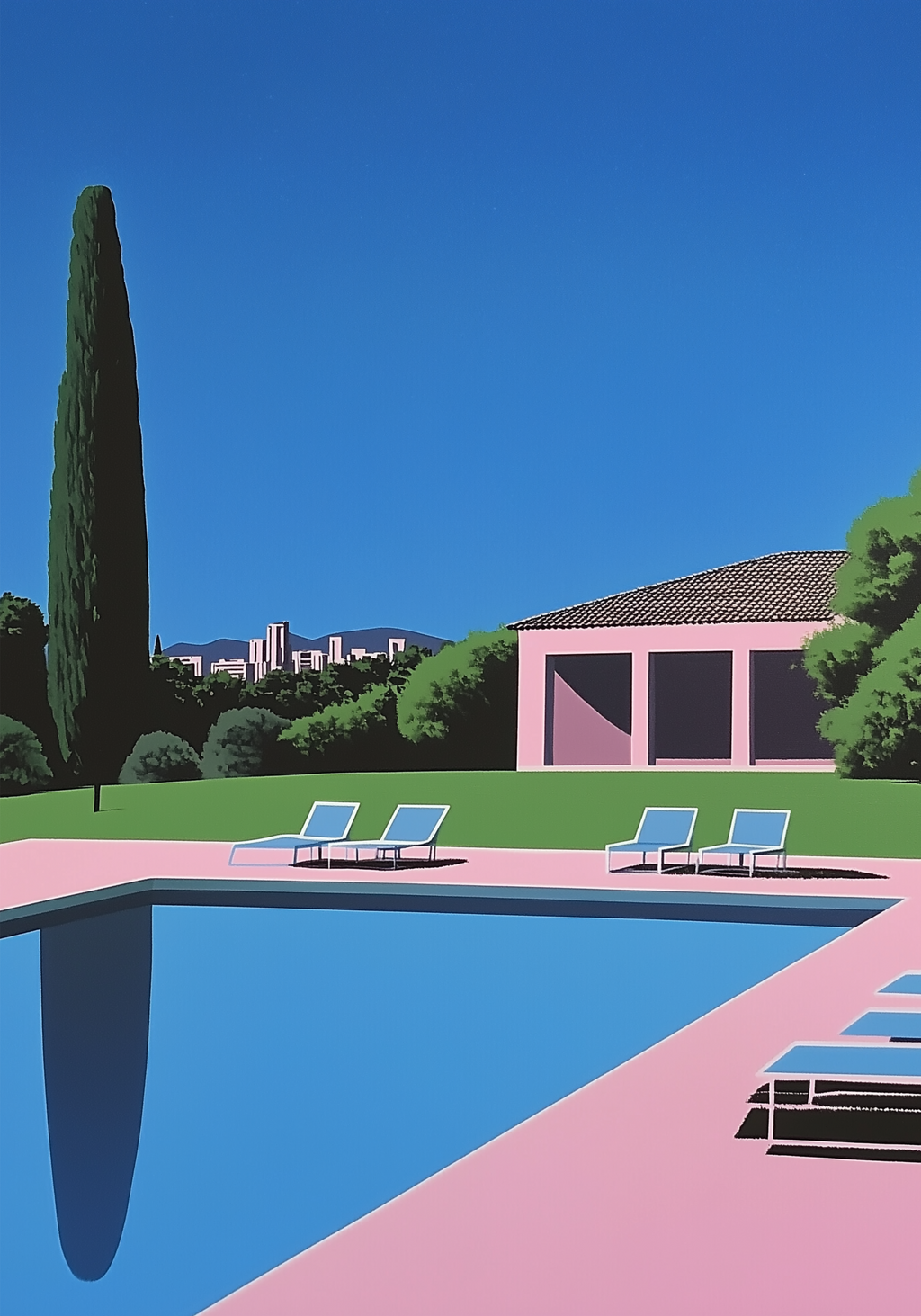 Pink & Blue Retro Hiroshi – köp enkelt hos Bozetto konsttryck i hög kvalitet i hög kvalitet