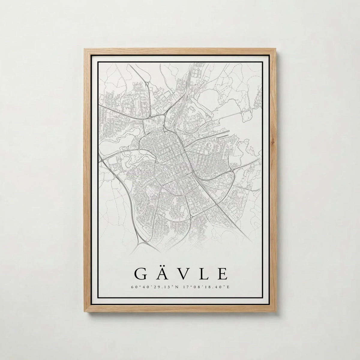 Gävle Karta poster i flera storlekar – jämför mått och välj rätt hos Bozetto i hög tryckkvalitet