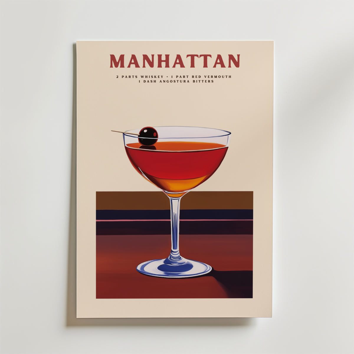 Manhattan No.2 Drink – stilfullt konsttryck från Bozetto, tryckt på matt finpapper