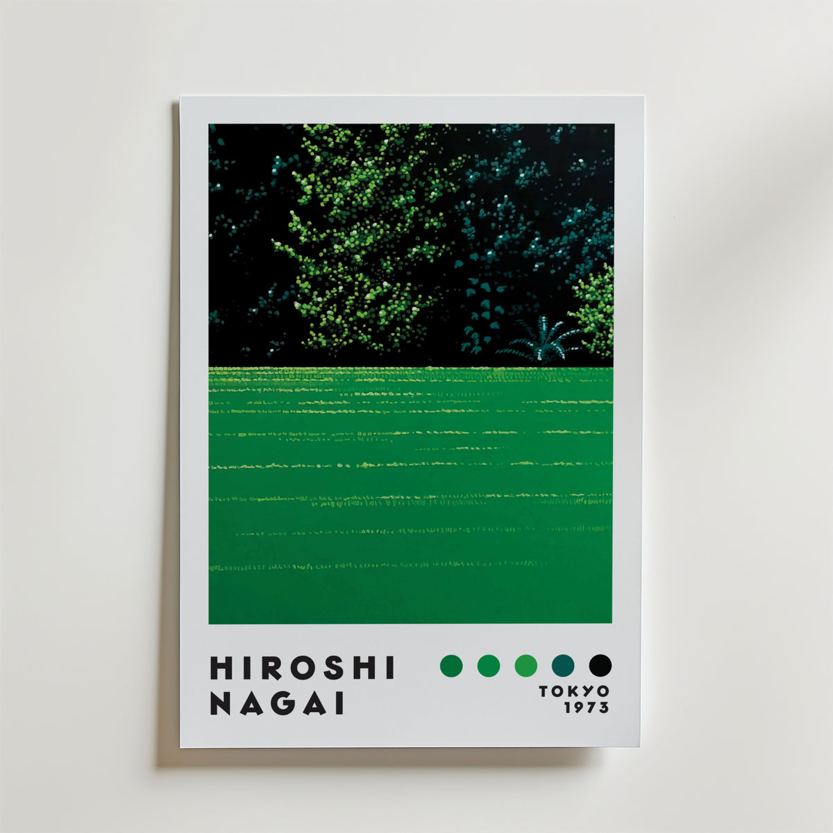 Mockup av Hiroshi Nagai Midnight affisch på vägg – köp enkelt hos Bozetto i hög kvalitet