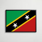 Saint Kitts and Nevis National Flag Poster i svart ram – stilren konsttryck som väggdekor från Bozetto