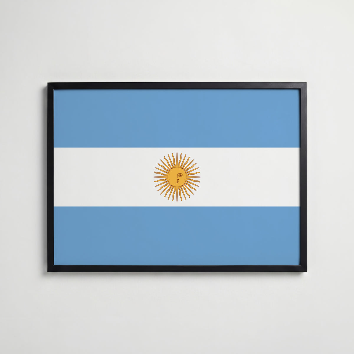 Argentina National Flag Poster i svart ram – stilren konsttryck som väggdekor från Bozetto