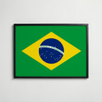 Brazil National Flag Poster i svart ram – stilren konsttryck som väggdekor från Bozetto