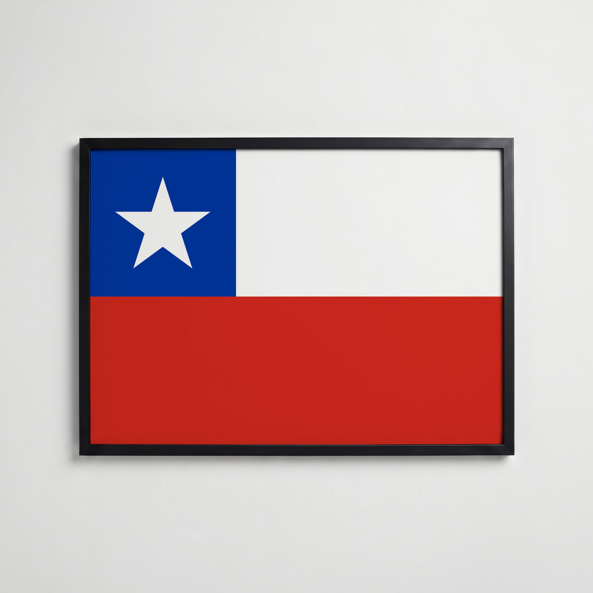 Chile National Flag Poster i svart ram – stilren konsttryck som väggdekor från Bozetto