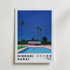 Mockup av Hiroshi Nagai Poolside House affisch på vägg – köp enkelt hos Bozetto i hög kvalitet