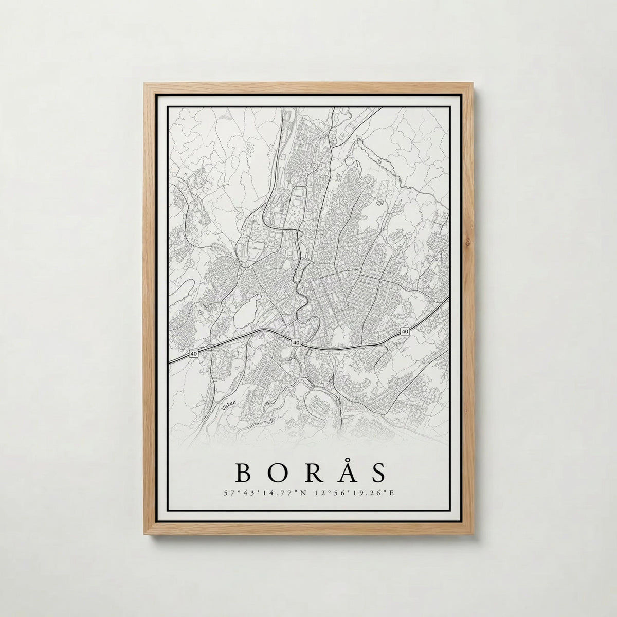 Borås Karta poster i flera storlekar – jämför mått och välj rätt hos Bozetto i hög tryckkvalitet