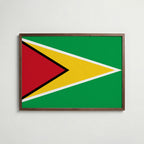 Guyana National Flag Poster i valnötsram – varm konstaffisch för hemmet från Bozetto