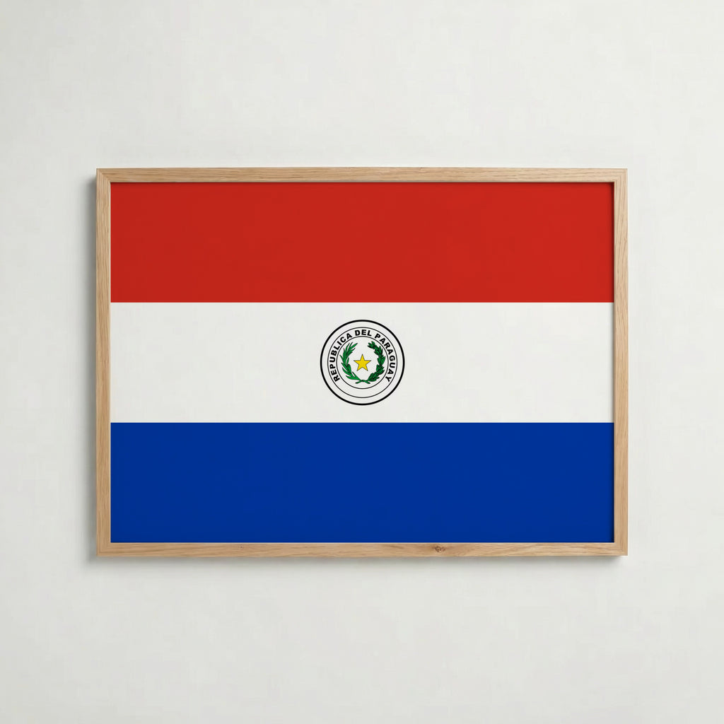 Paraguay National Flag Poster i ekram – inramad konsttryck för stilren inredning hos Bozetto