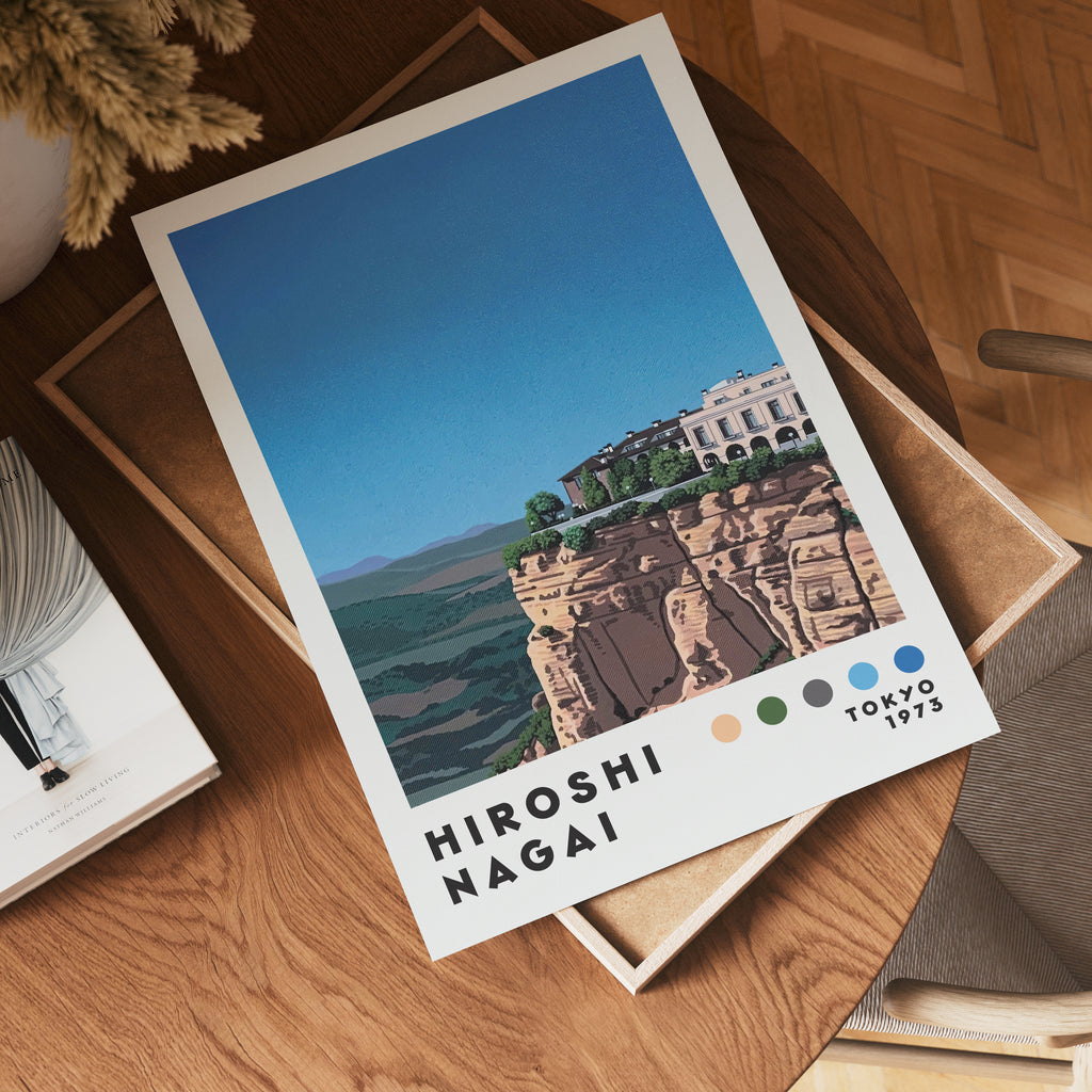 Väggmockup med Hiroshi Nagai Mountain – köp enkelt hos Bozetto affisch i hög kvalitet