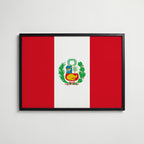 Peru National Flag Poster i svart ram – stilren konsttryck som väggdekor från Bozetto