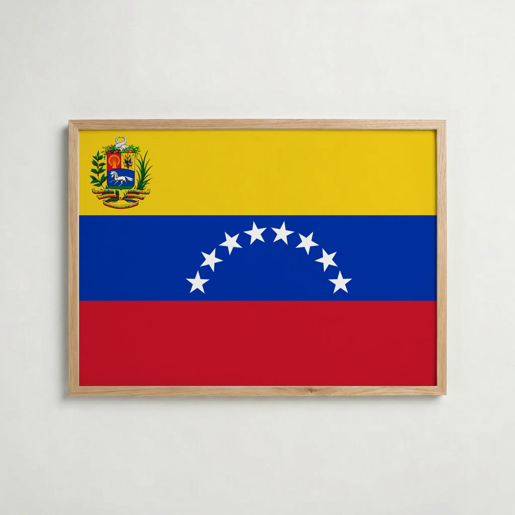 Venezuela National Flag Poster i ekram – inramad konsttryck för stilren inredning hos Bozetto
