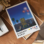 Väggmockup med Hiroshi Nagai Fireworks – köp enkelt hos Bozetto affisch i hög kvalitet