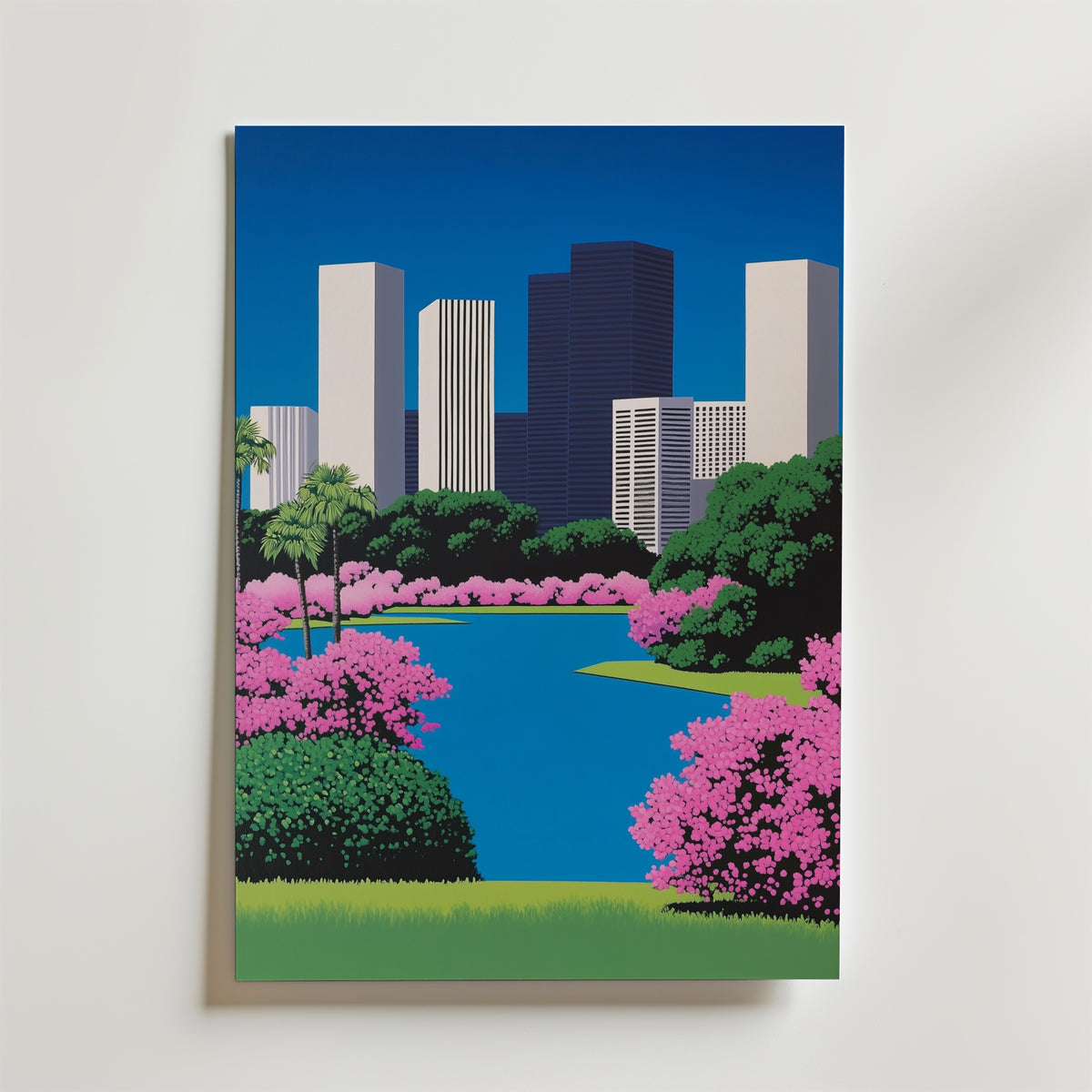 City Park Illustration Hiroshi affisch på neutral bakgrund – poster från Bozetto
