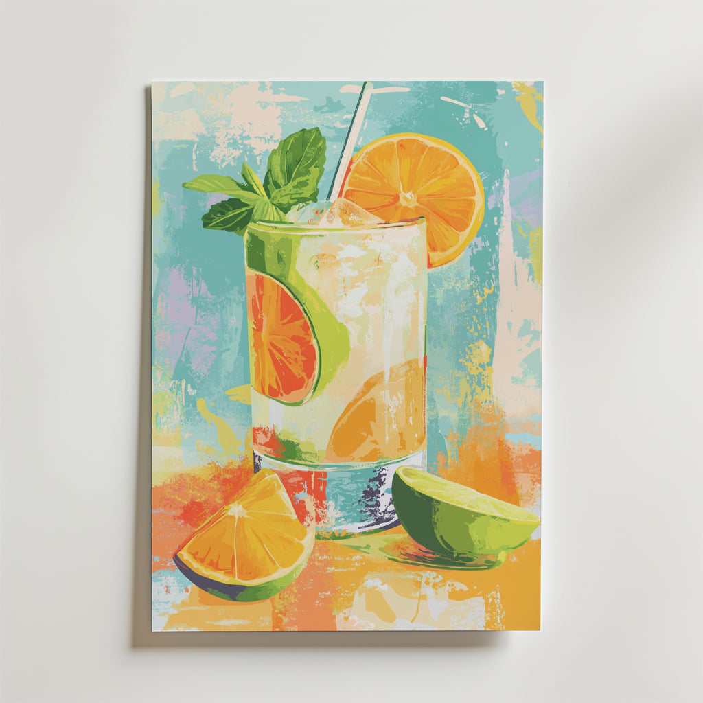 Golden Citrus Fizz – stilfullt konsttryck från Bozetto, tryckt på matt finpapper