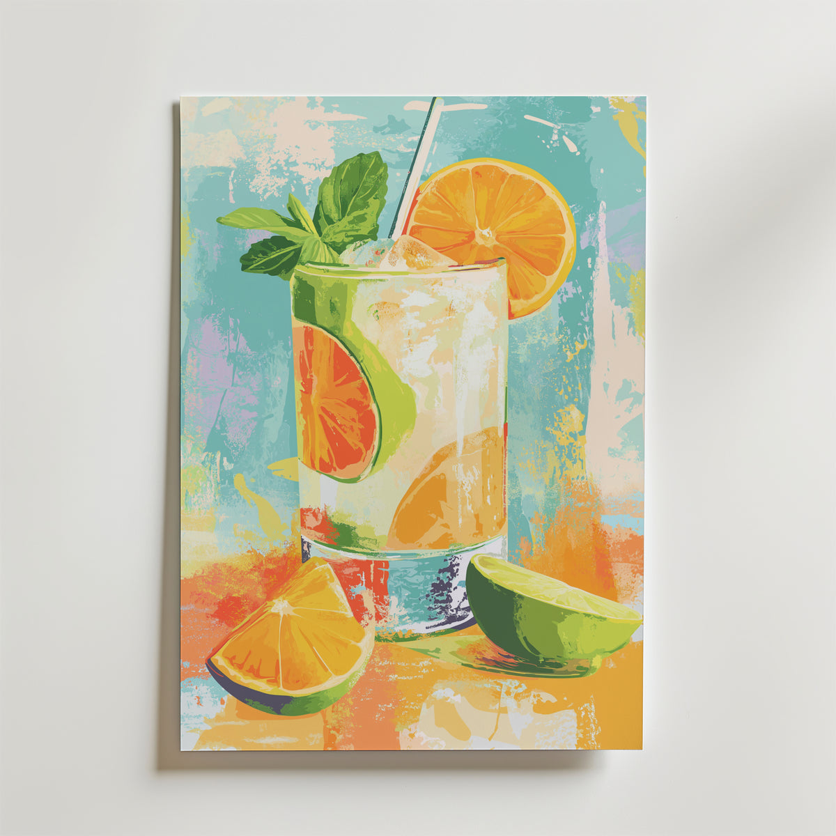 Golden Citrus Fizz – stilfullt konsttryck från Bozetto, tryckt på matt finpapper