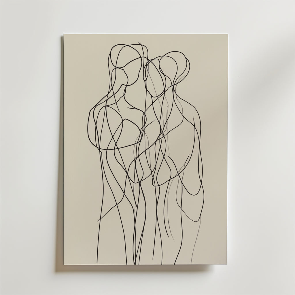 Minimalist Line Art Trio – stilfullt konsttryck från Bozetto, tryckt på matt finpapper
