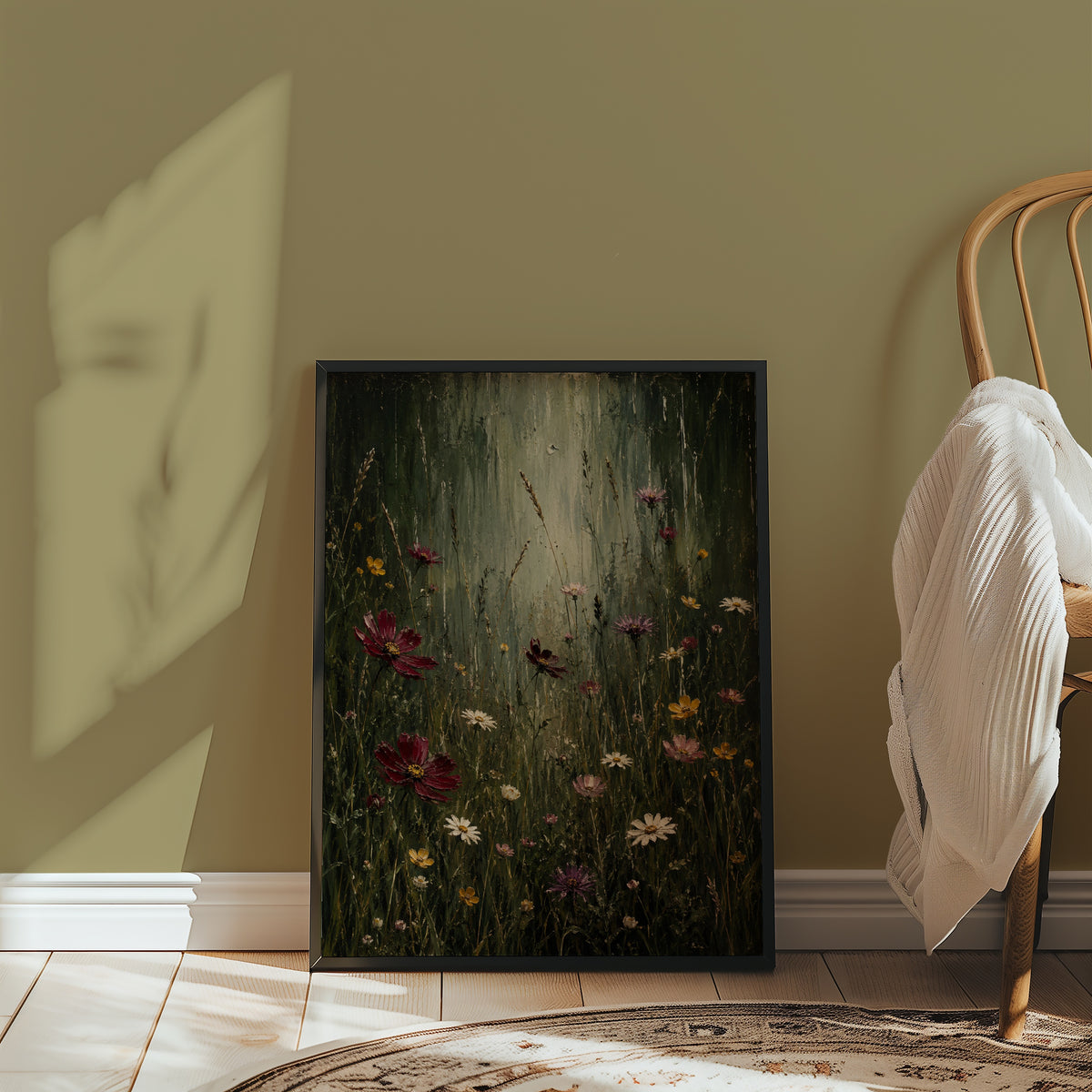 Twilight Meadow affisch i minimalistiskt sovrum – köp enkelt hos Bozetto i hög kvalitet