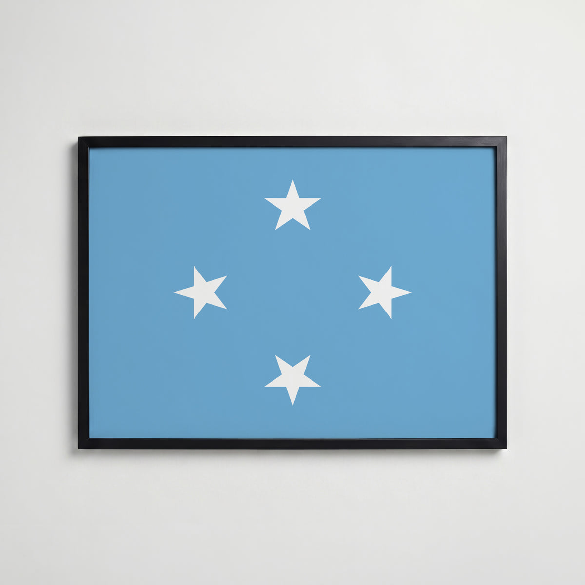 Micronesia National Flag Poster i svart ram – stilren konsttryck som väggdekor från Bozetto