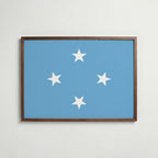 Micronesia National Flag Poster i valnötsram – varm konstaffisch för hemmet från Bozetto