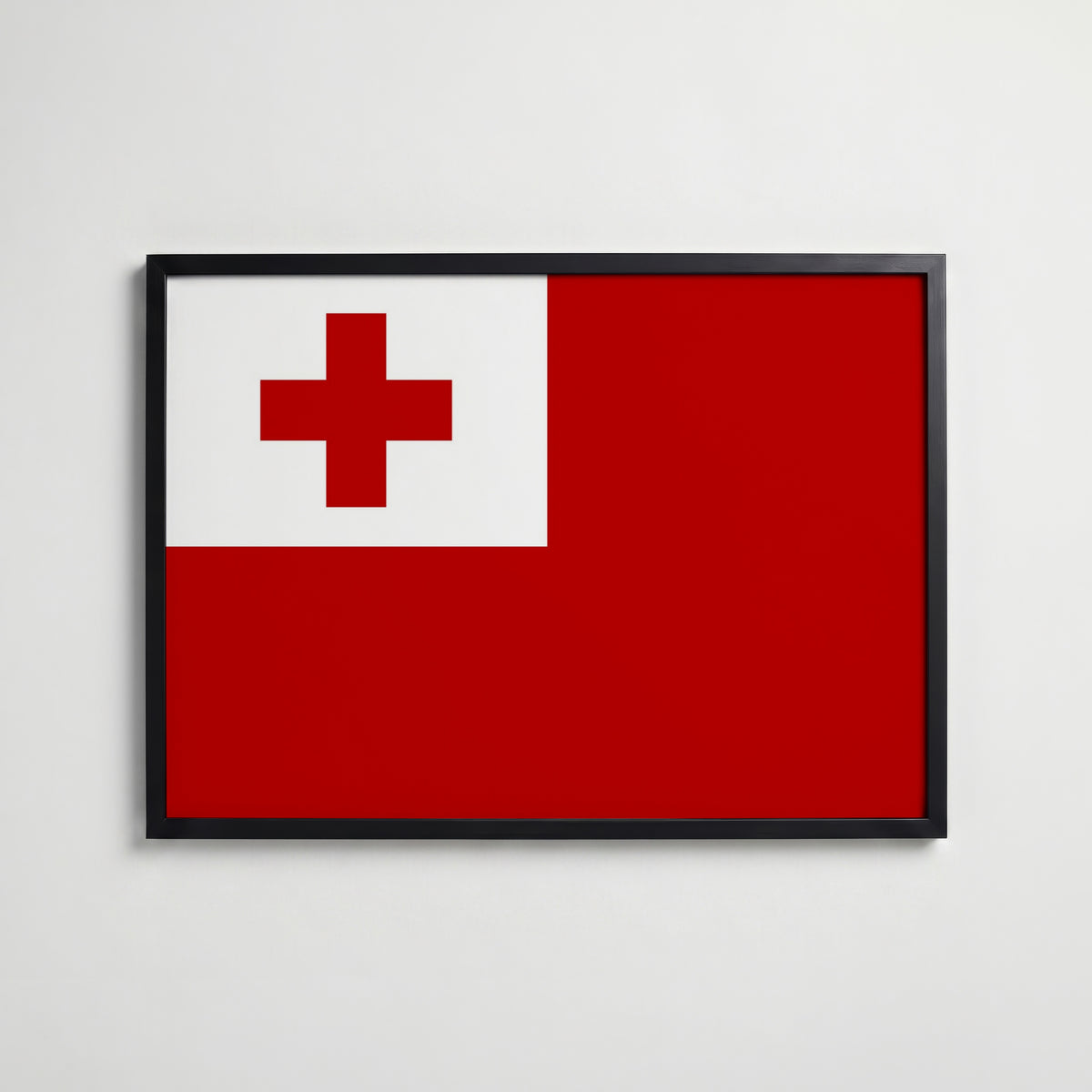 Tonga National Flag Poster i svart ram – stilren konsttryck som väggdekor från Bozetto
