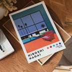 Väggmockup med Hiroshi Nagai Palm View – köp enkelt hos Bozetto affisch i hög kvalitet