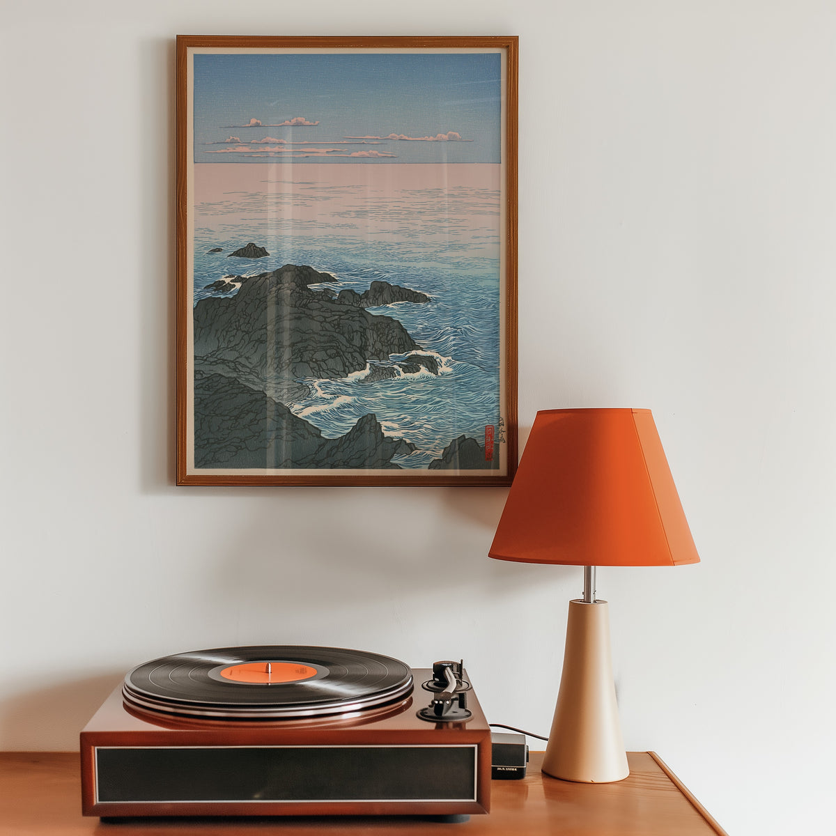 Ocean Horizon poster visualiserad på vägg – se rätt storlek med mockup från Bozetto