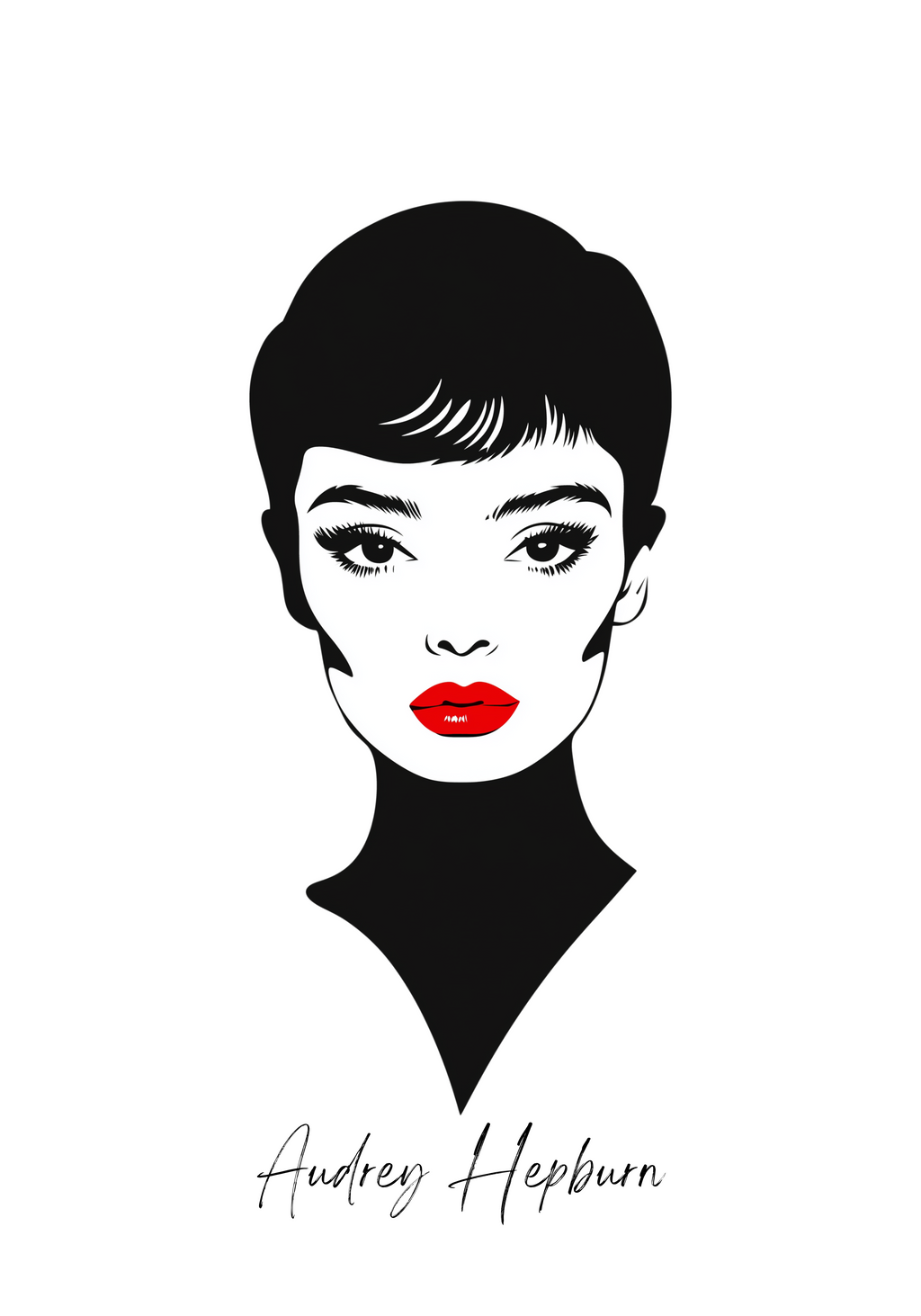 Timeless Audrey Hepburn poster visad rakt fram – Bozetto affisch i hög tryckkvalitet