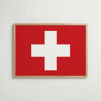 Switzerland National Flag Poster i ekram – inramad konsttryck för stilren inredning hos Bozetto