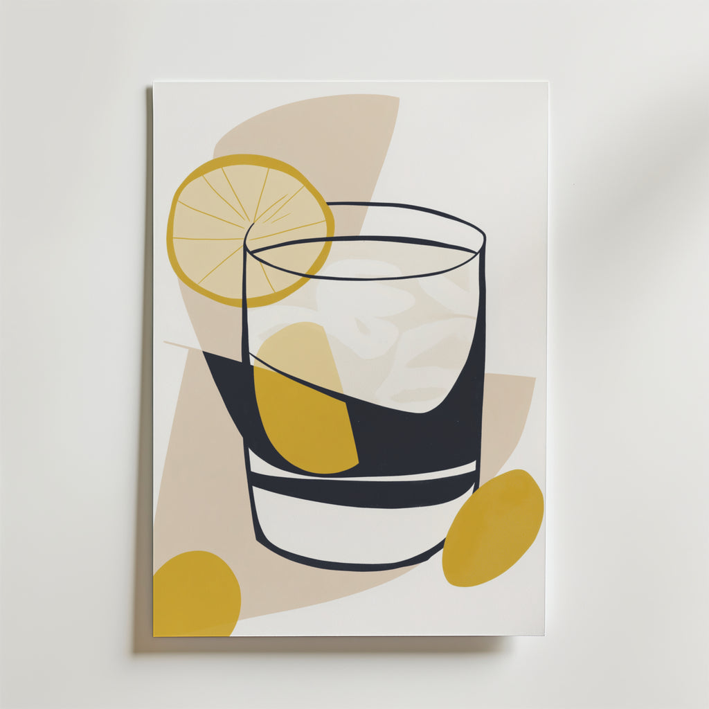 Golden Abstract Drink – stilfullt konsttryck från Bozetto, tryckt på matt finpapper