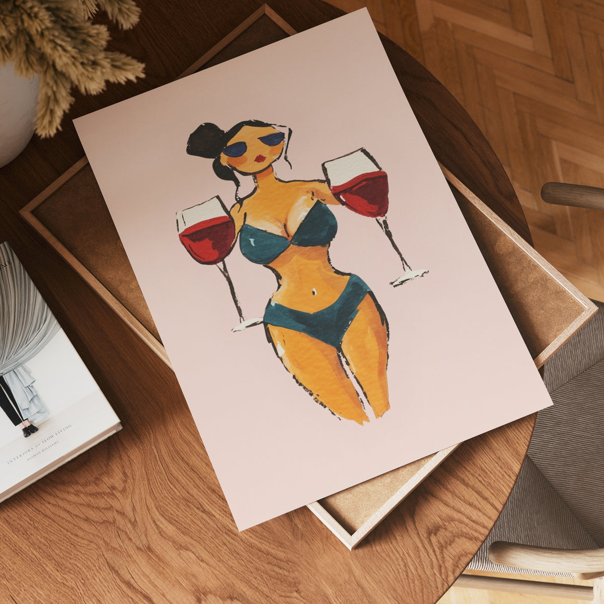 Wine Babe poster visad rakt fram – Bozetto affisch i hög tryckkvalitet i hög tryckkvalitet