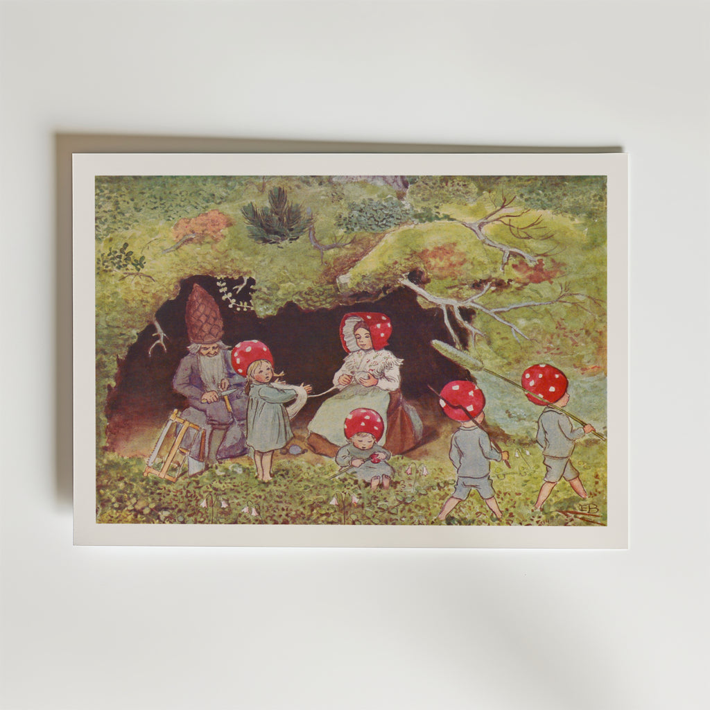 Elsa Beskow Tomtebobarnen vid – stilfullt konsttryck från Bozetto, tryckt på matt finpapper