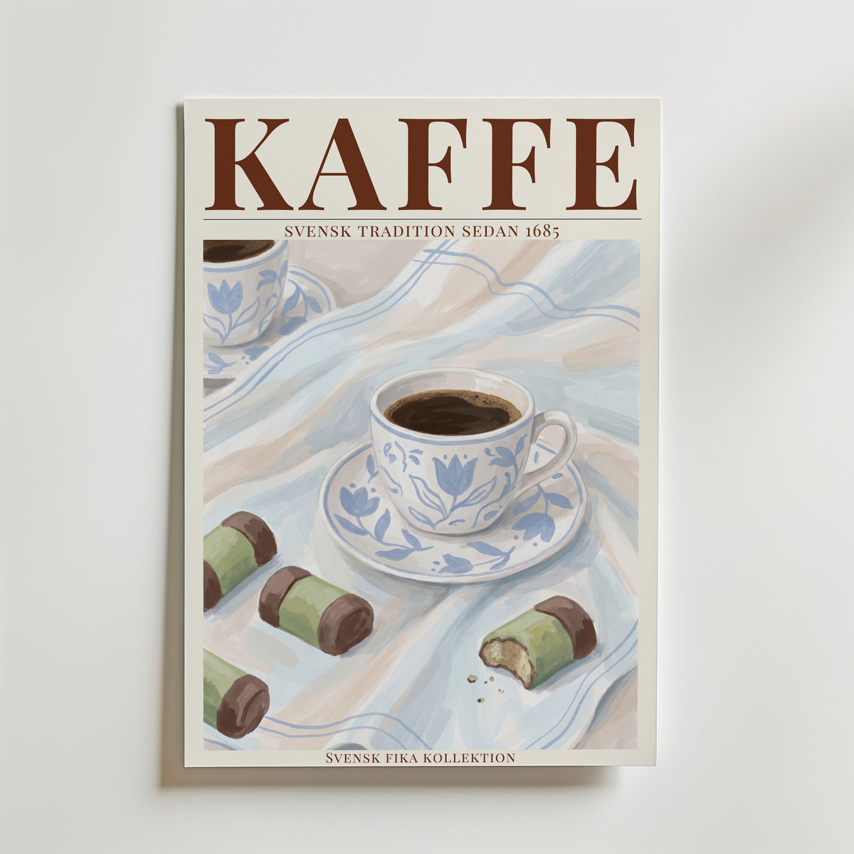 Kaffe affisch inramad i neutral ram – se hur konsttrycket ser ut, Bozetto i hög tryckkvalitet