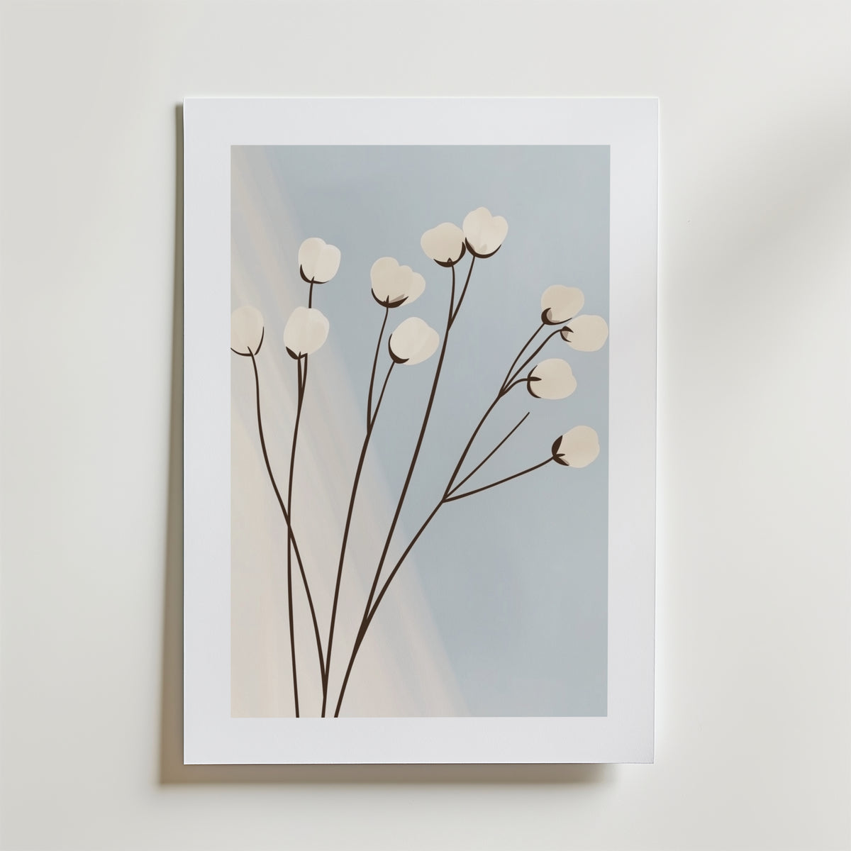Minimalist cotton flower – stilfullt konsttryck från Bozetto, tryckt på matt finpapper