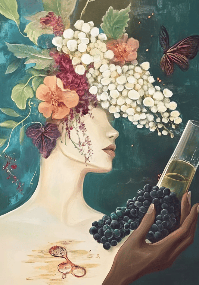 Floral Art With Butterflies And – stilfullt konsttryck från Bozetto, tryckt på matt finpapper