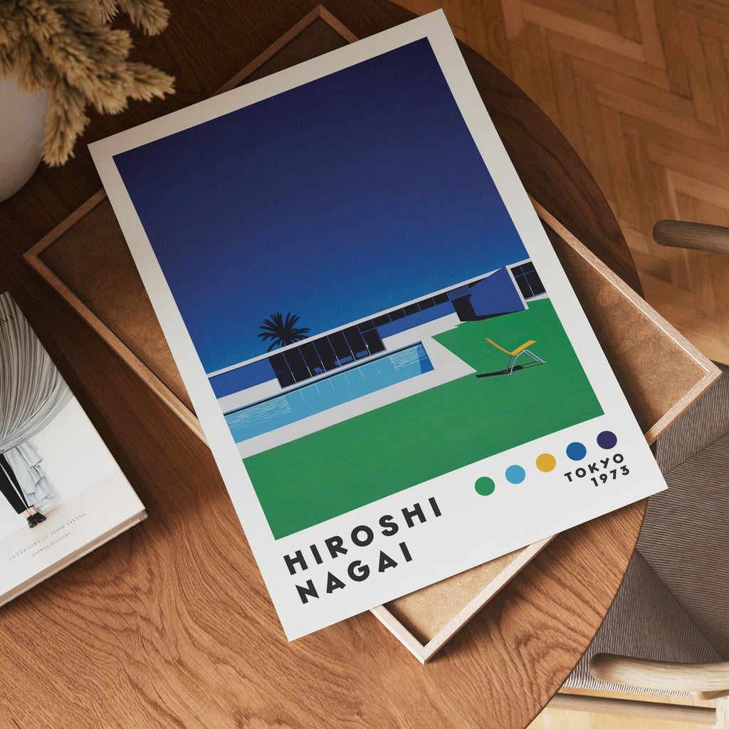 Väggmockup med Hiroshi Nagai Minimalist – köp enkelt hos Bozetto affisch i hög kvalitet