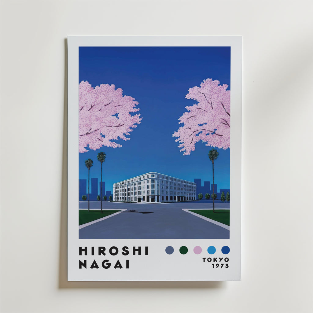 Mockup av Hiroshi Nagai Cherry affisch på vägg – köp enkelt hos Bozetto i hög kvalitet