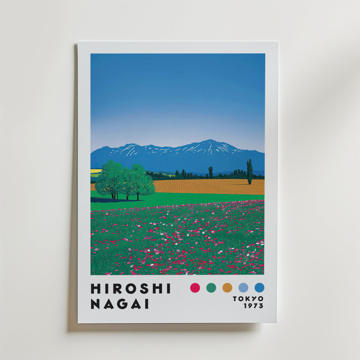 Mockup av Hiroshi Nagai Meadow Horizon affisch på vägg – köp enkelt hos Bozetto i hög kvalitet