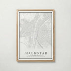 Halmstad Karta poster i flera storlekar – jämför mått och välj rätt hos Bozetto i hög tryckkvalitet