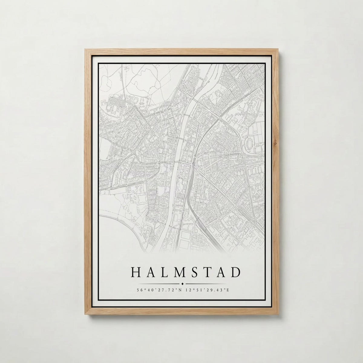 Halmstad Karta poster i flera storlekar – jämför mått och välj rätt hos Bozetto i hög tryckkvalitet