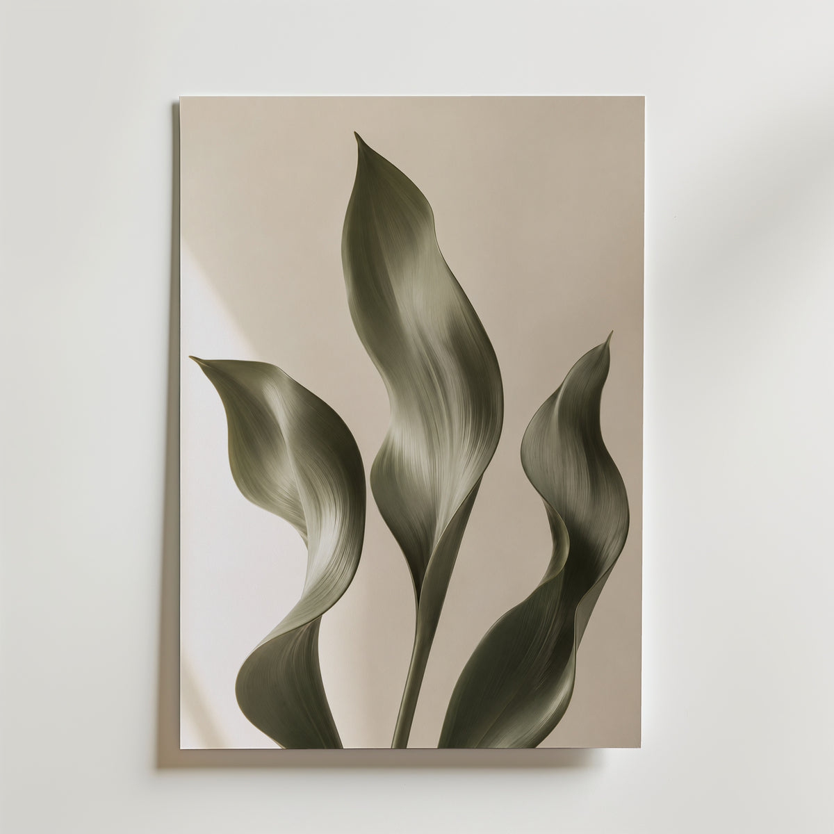 Swaying Leaf Trio affisch inramad i neutral ram – konsttryck från Bozetto – nr 1