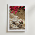 Bougainvillea Bicycle – stilfullt konsttryck från Bozetto, tryckt på matt finpapper