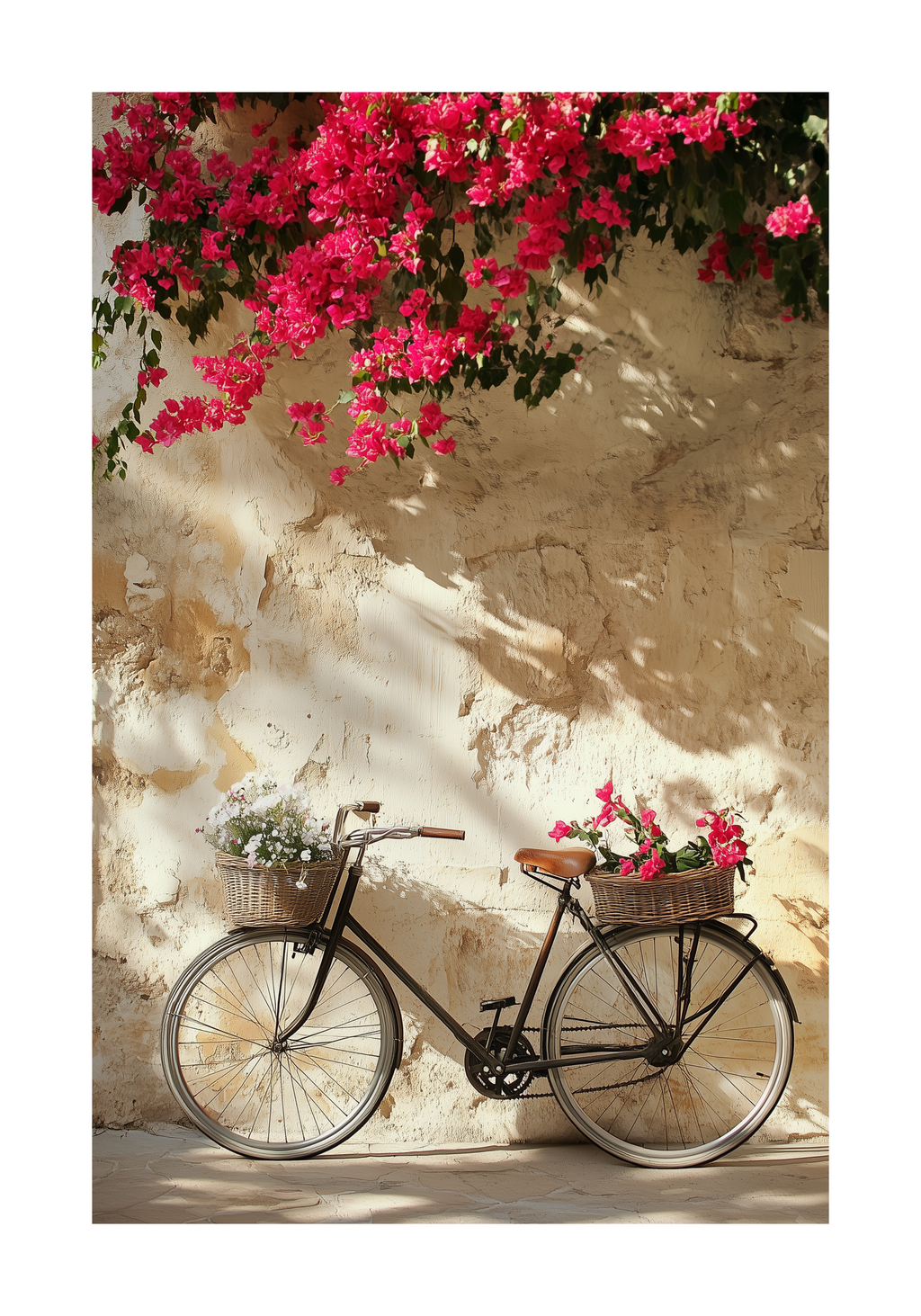 Bougainvillea Bicycle – affisch med snyggt motiv, köp enkelt hos Bozetto i flera storlekar