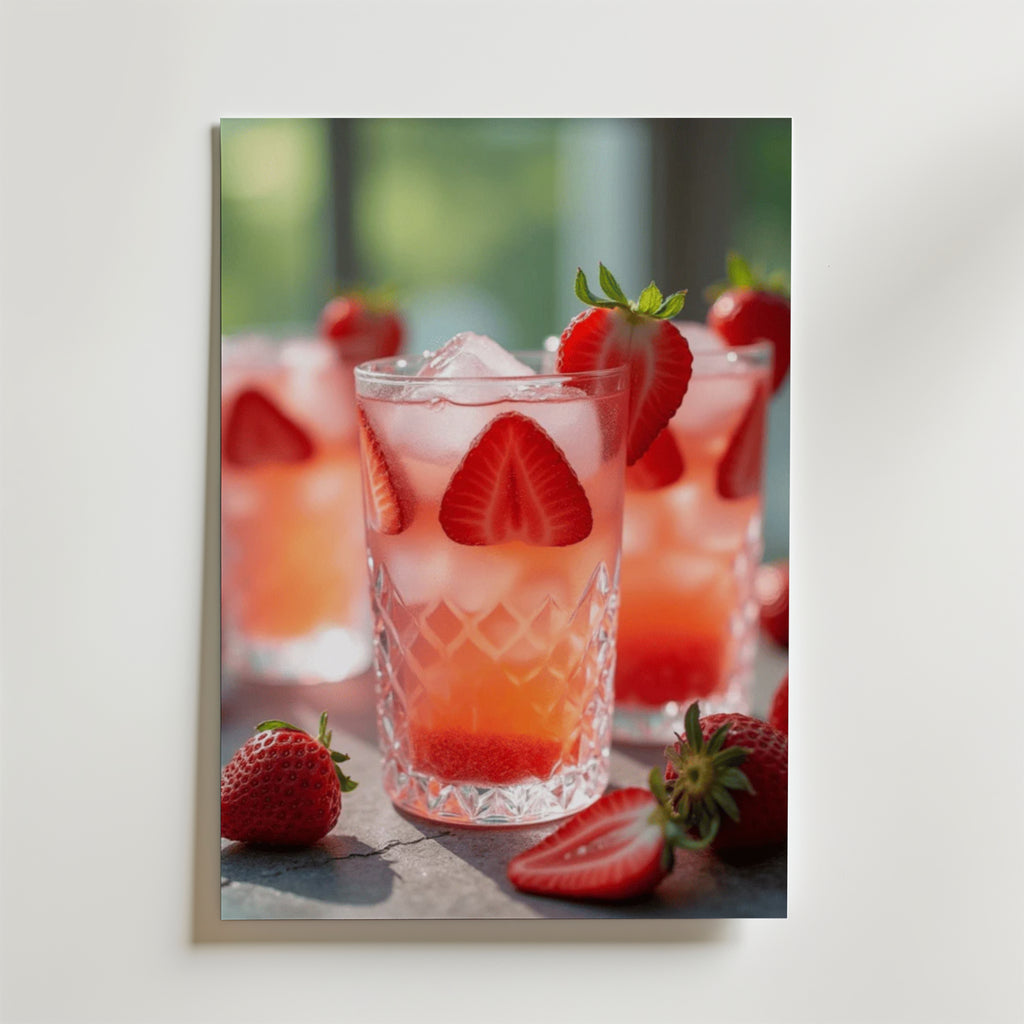 Strawberry Drink – stilfullt konsttryck från Bozetto, tryckt på matt finpapper i hög tryckkvalitet