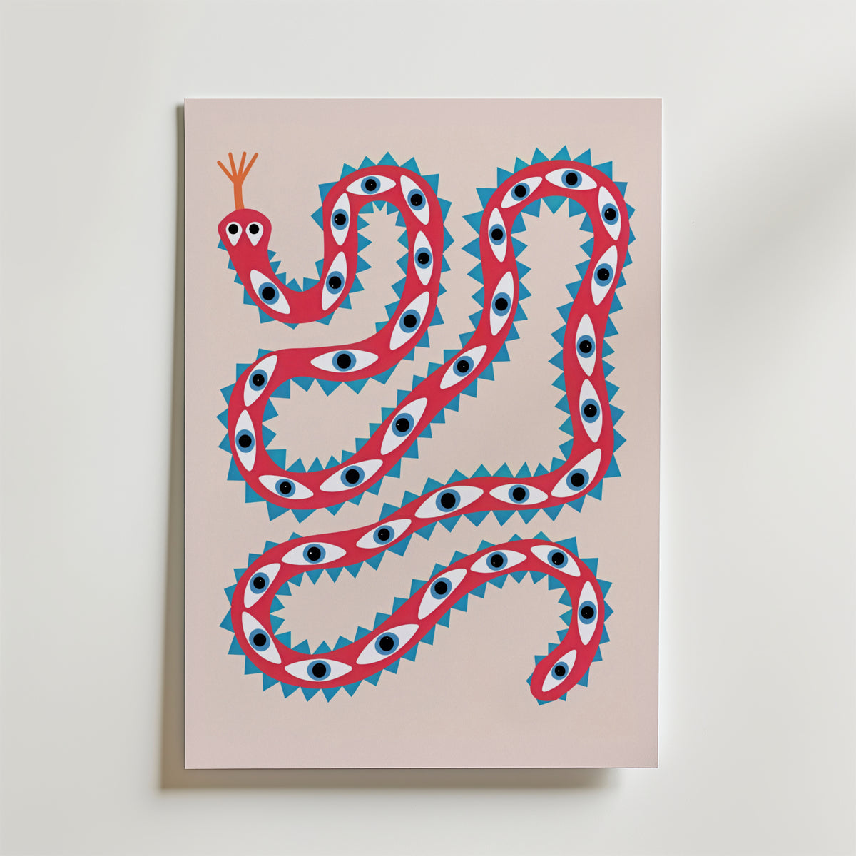 Playful Snake Art – stilfullt konsttryck från Bozetto, tryckt på matt finpapper i hög tryckkvalitet