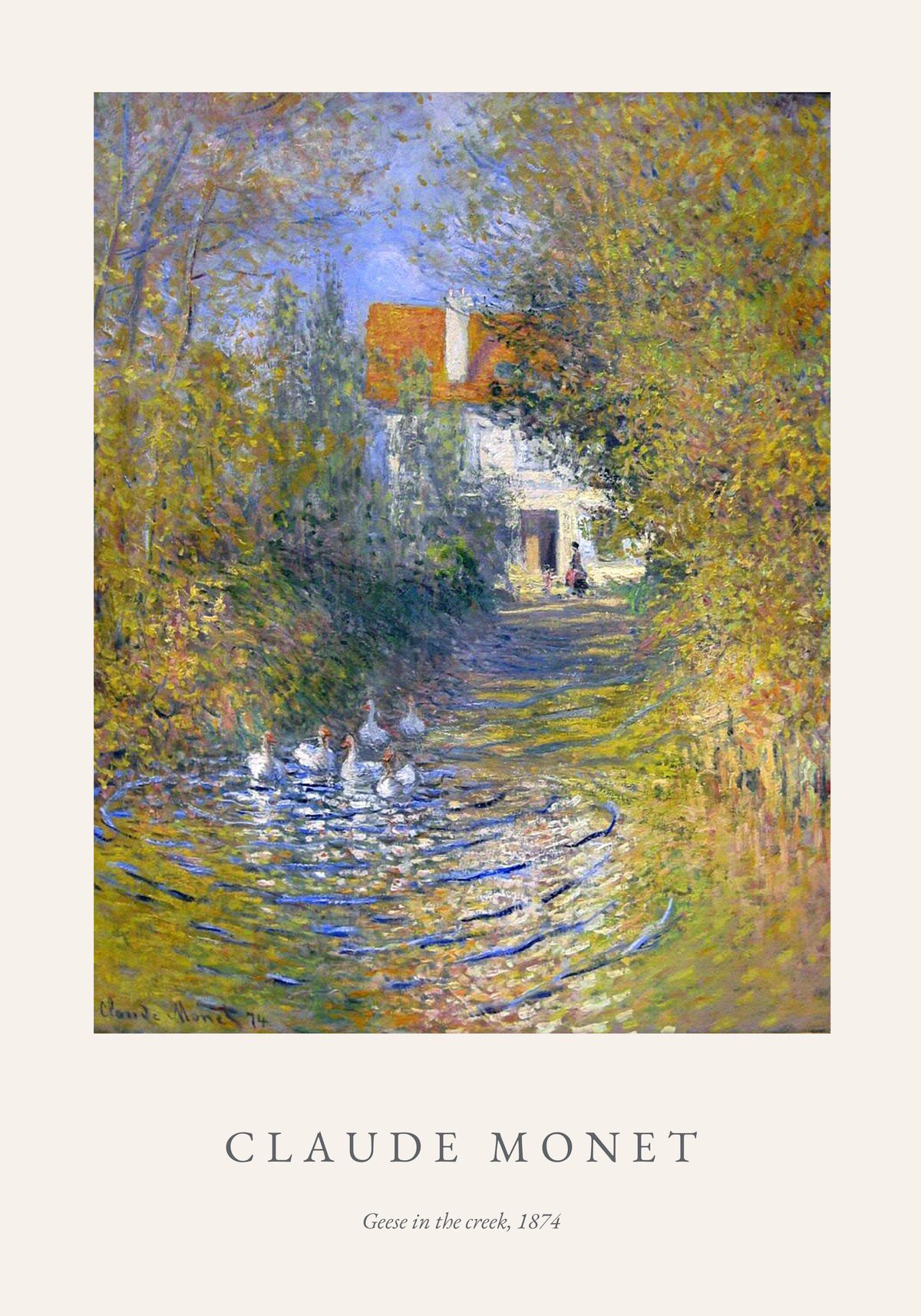 Claude Monet Geese In The Creek – stilfullt konsttryck från Bozetto, tryckt på matt finpapper